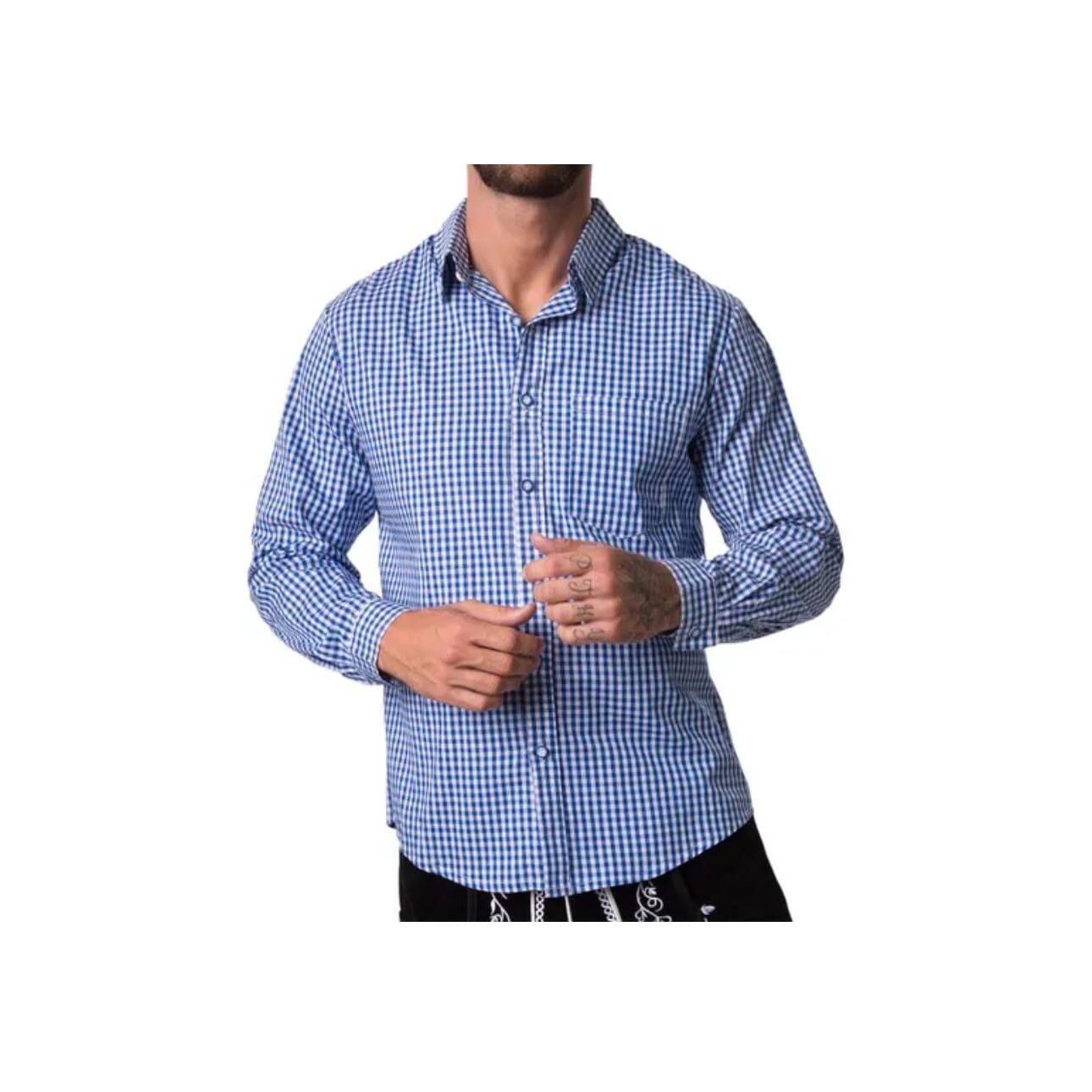 neues Oktoberfest Hemd blau/ karo  Gr. S