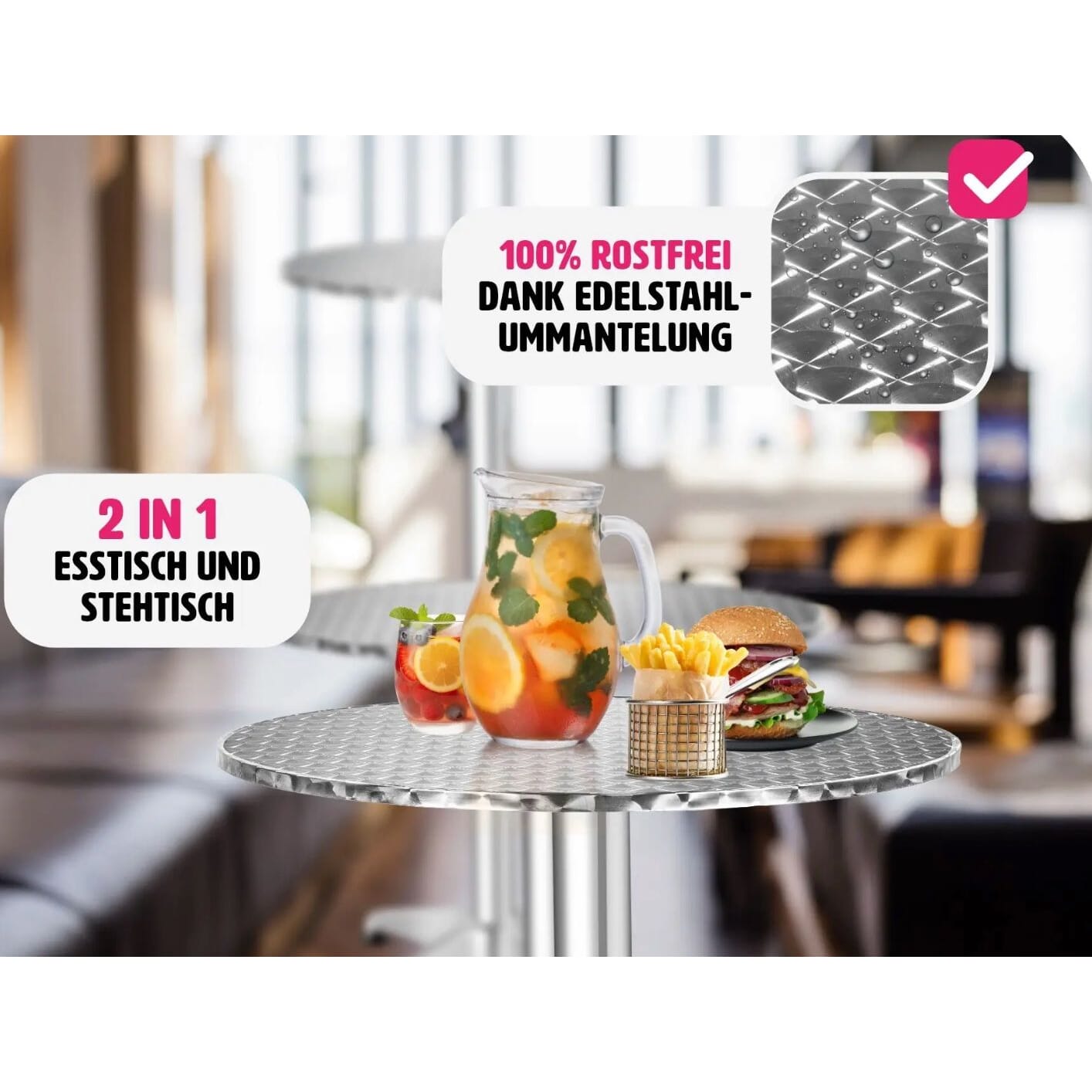 Neuer Stehtisch aus Aluminium, höhenverstellbar