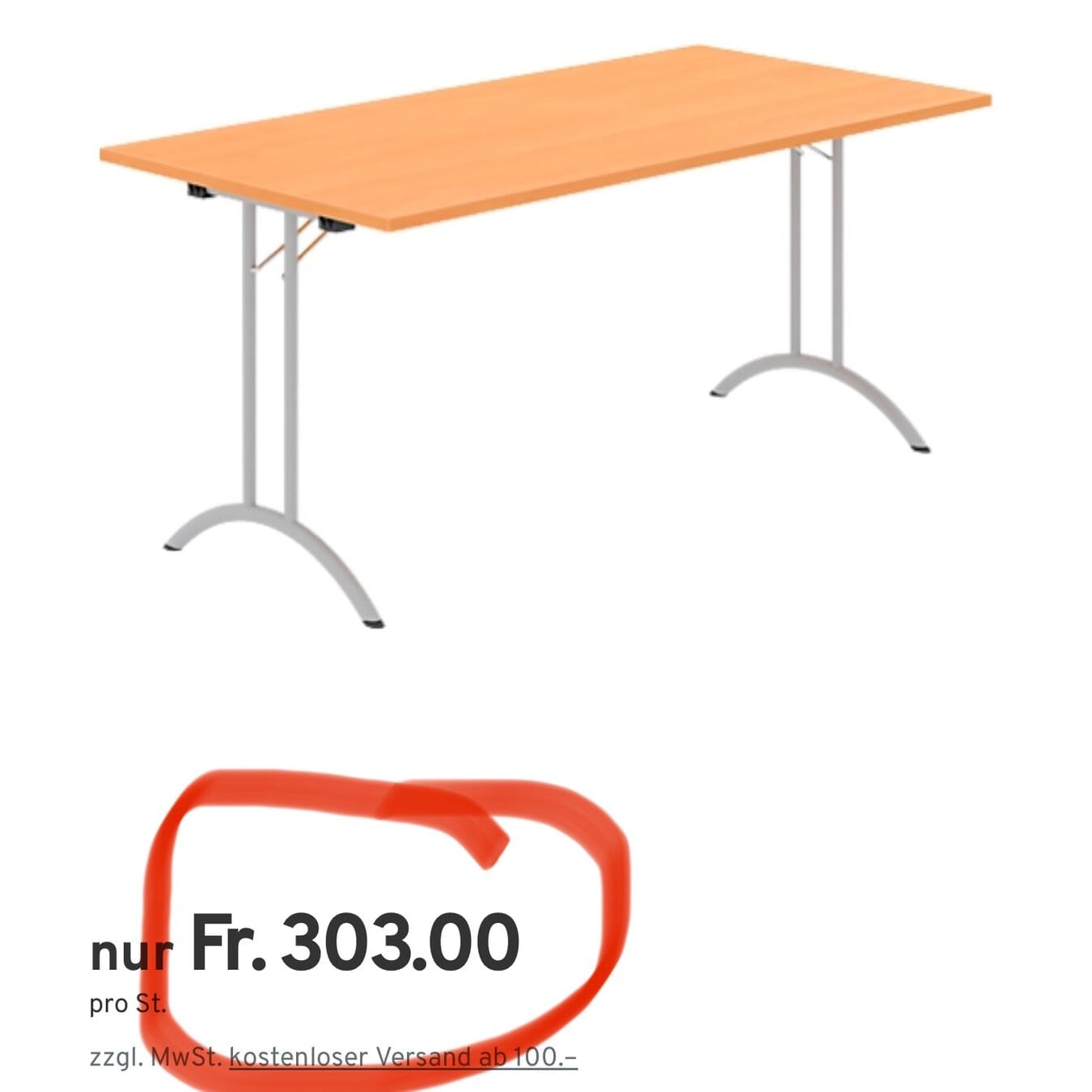 neuer Klapptisch, Rechteck, Doppel-T-Fussgestell, 160cm