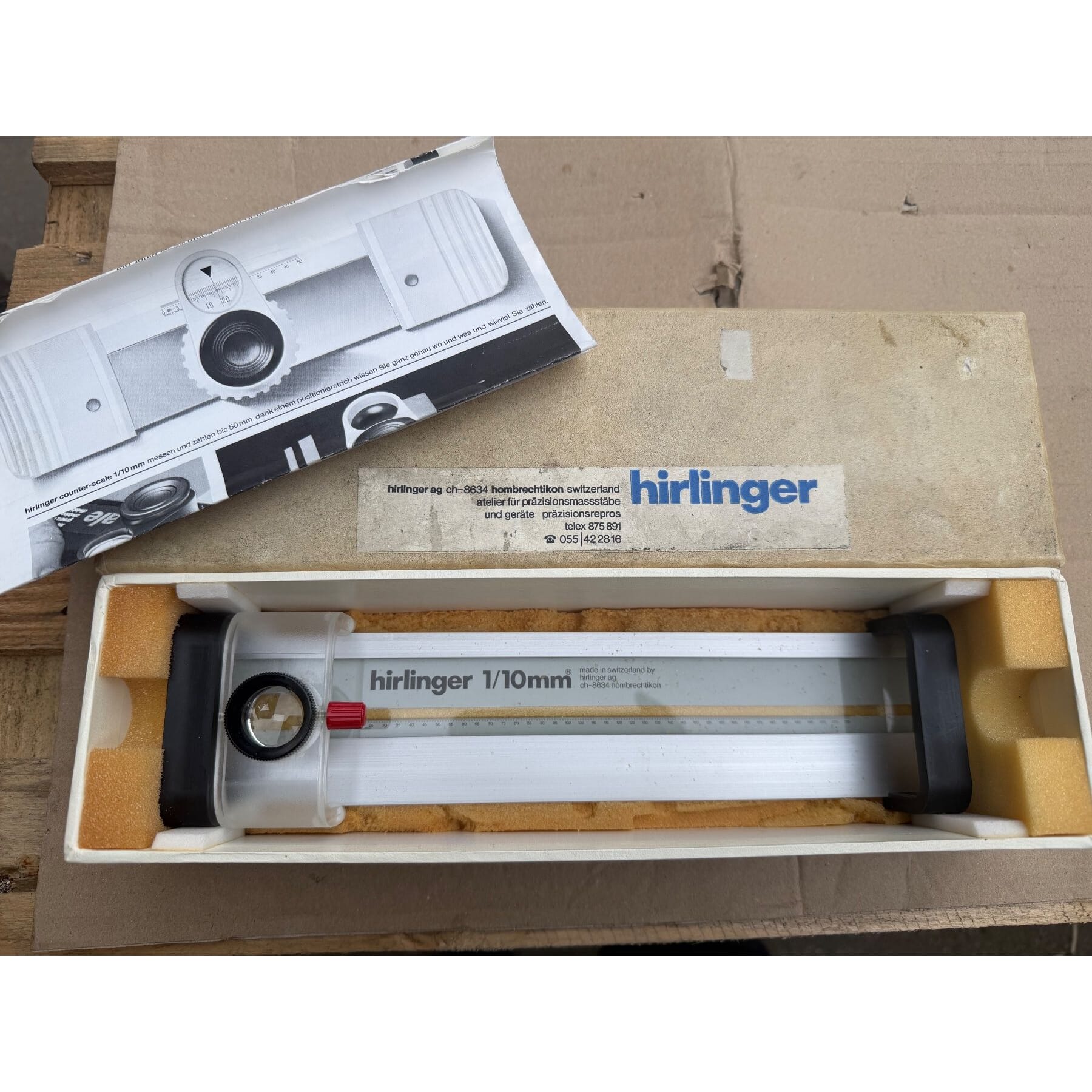 Hirlinger Präzisions-Glasmassstab 1/10mm Teilung