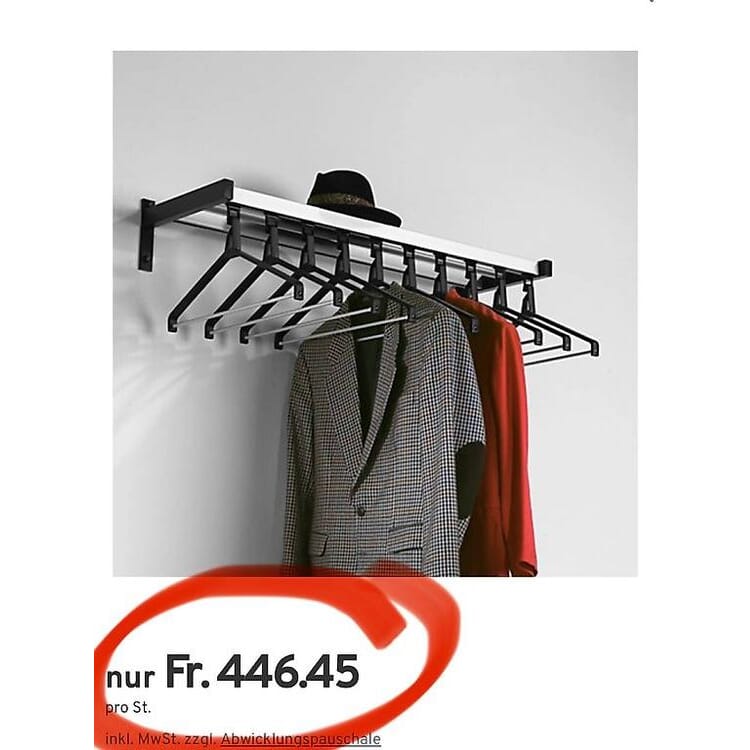 neue Wandgarderobe, 10 Kleiderbügel, Hutablage