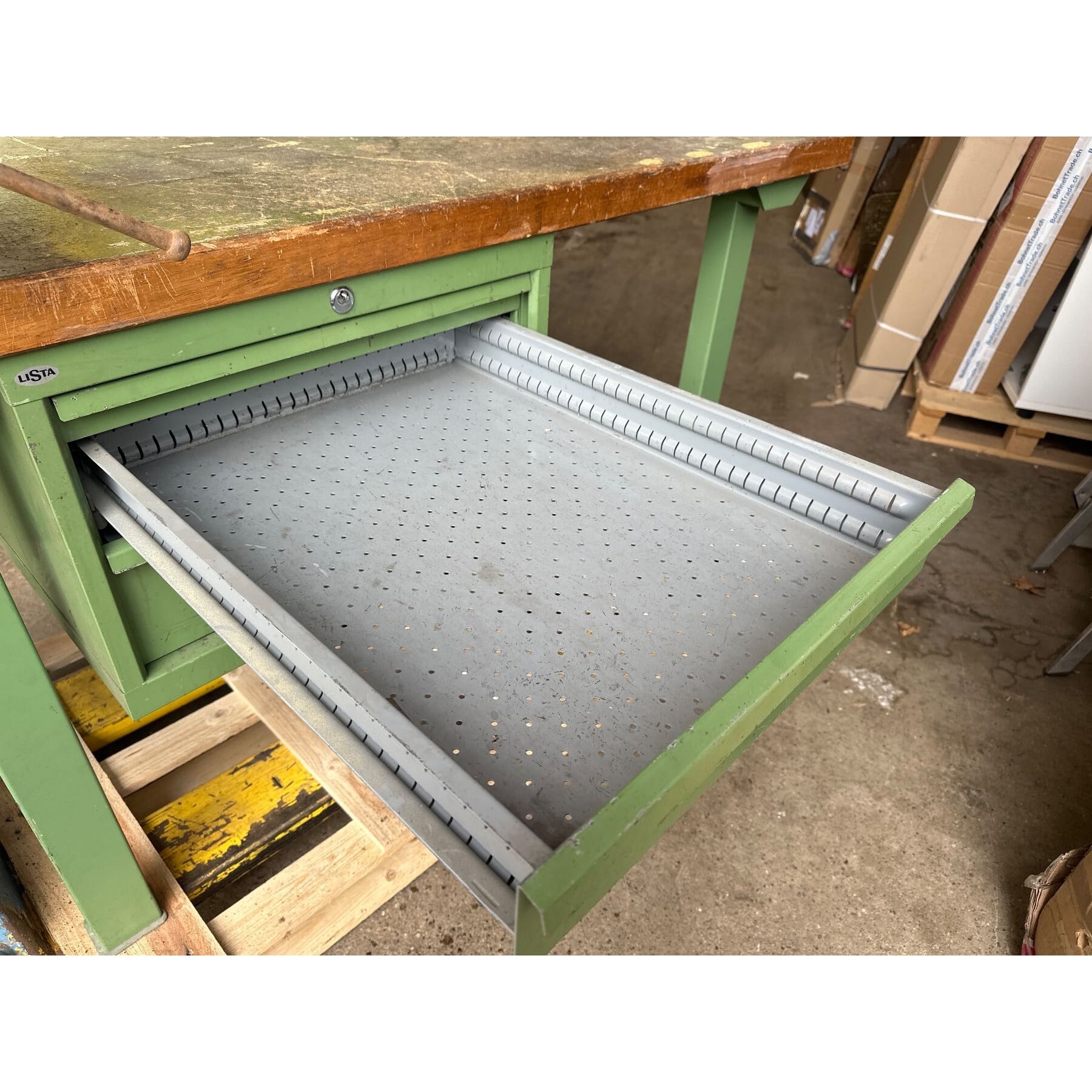 Lista Werkbank mit Schraubstock, Schubladenstock150/80/86cm