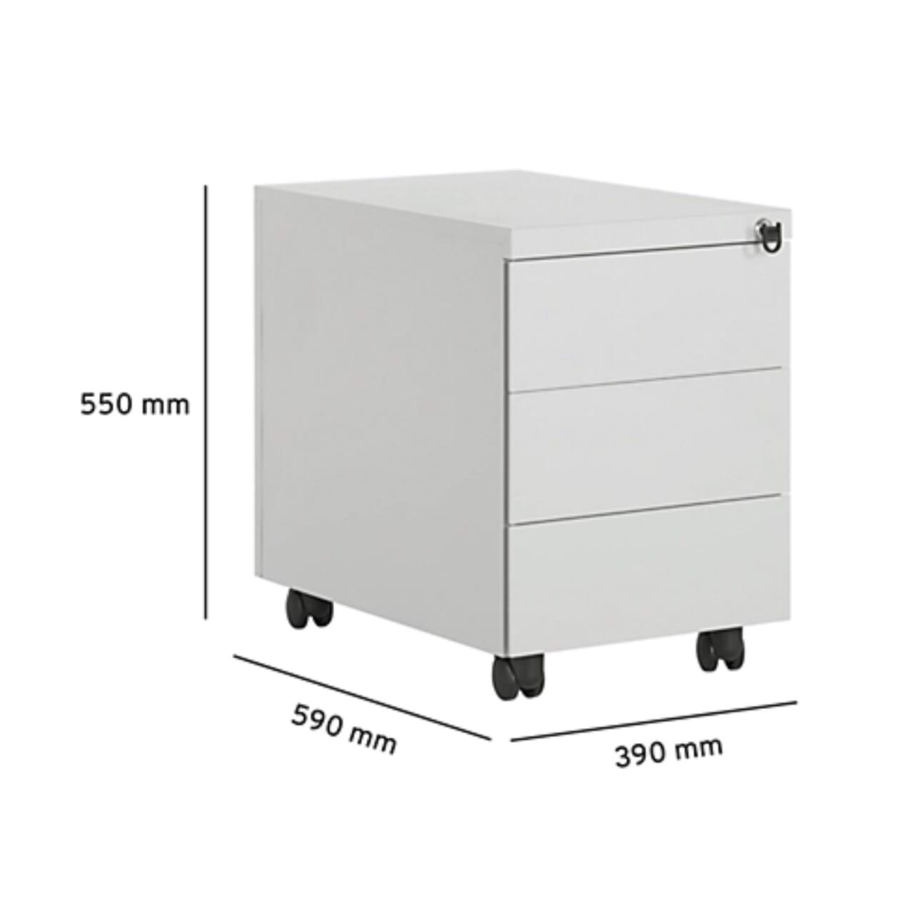 Rollcontainer B39,T59,H55cm, Stahl lichtgrau, abschliessbar