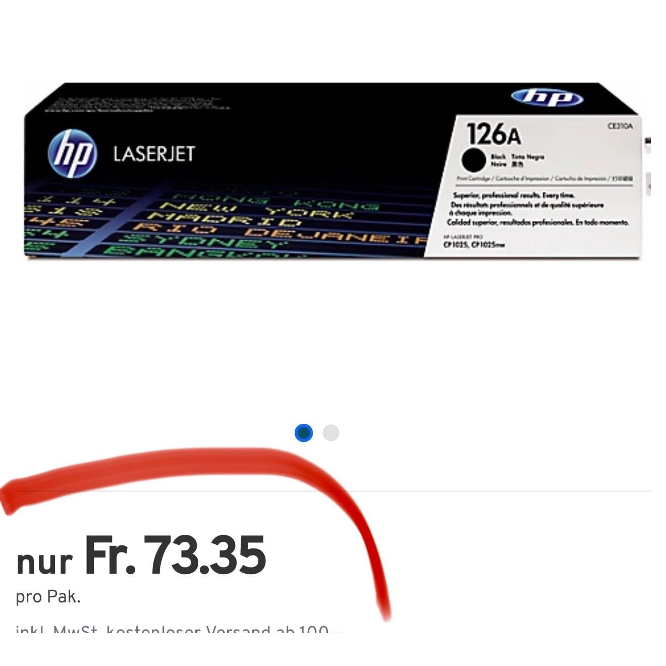 neuer HP Color LaserJet CE310A Toner schwarz, original