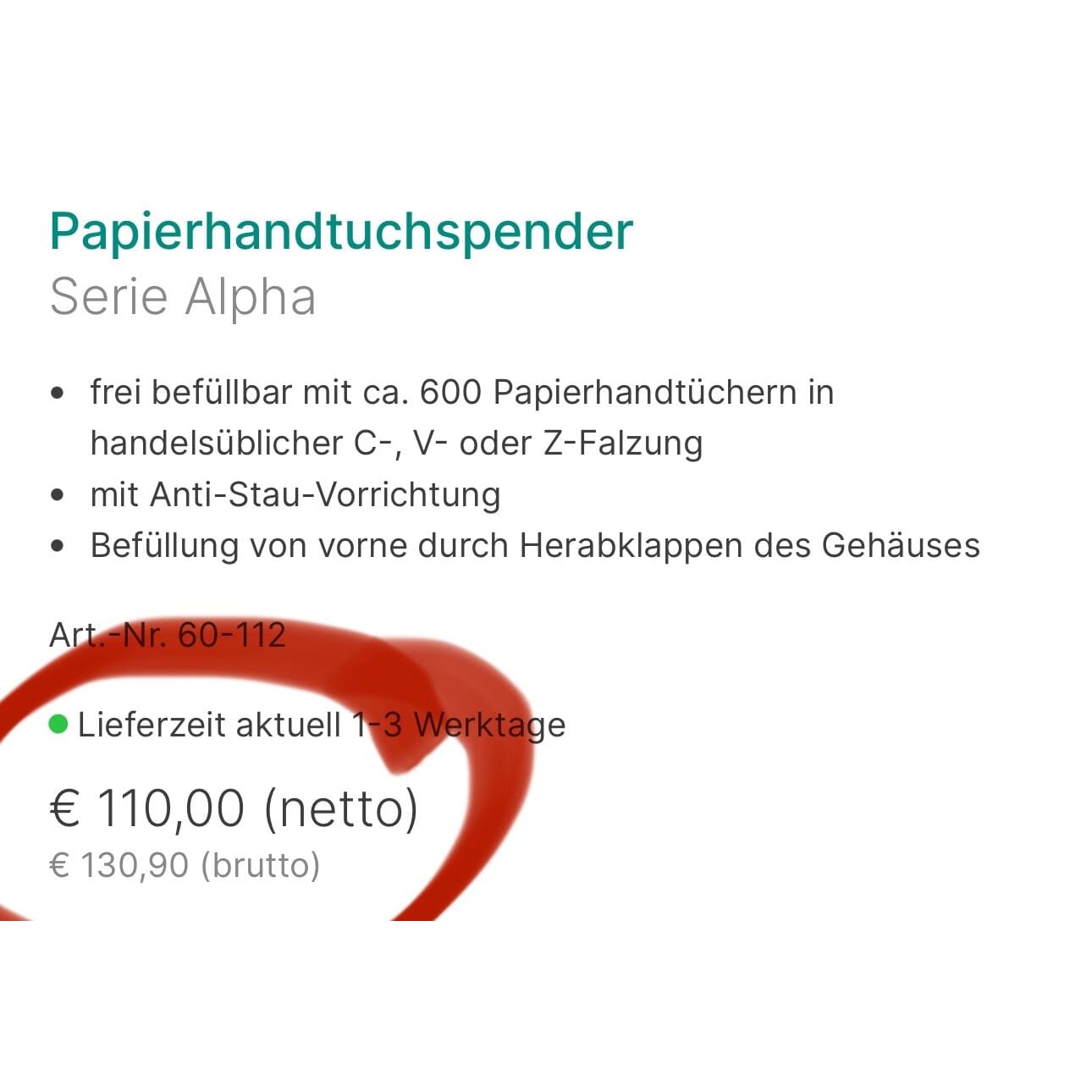 neuer Papierhandtuchspender Air Wolf Serie Alpha 60-112