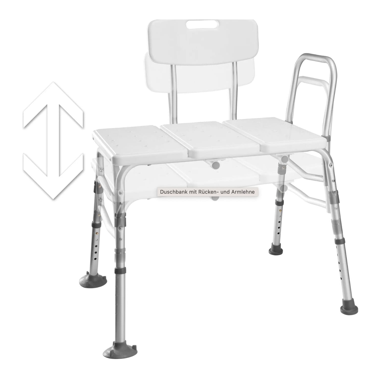 neue Duschbank mit Rücken- und Armlehne