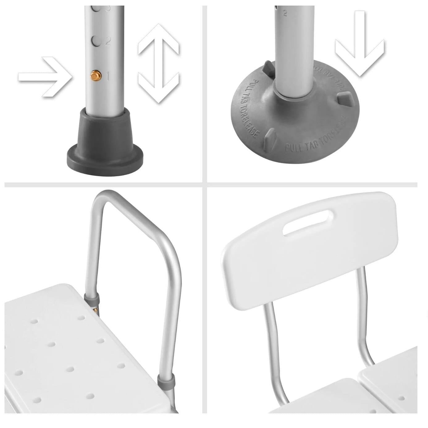 neue Duschbank mit Rücken- und Armlehne