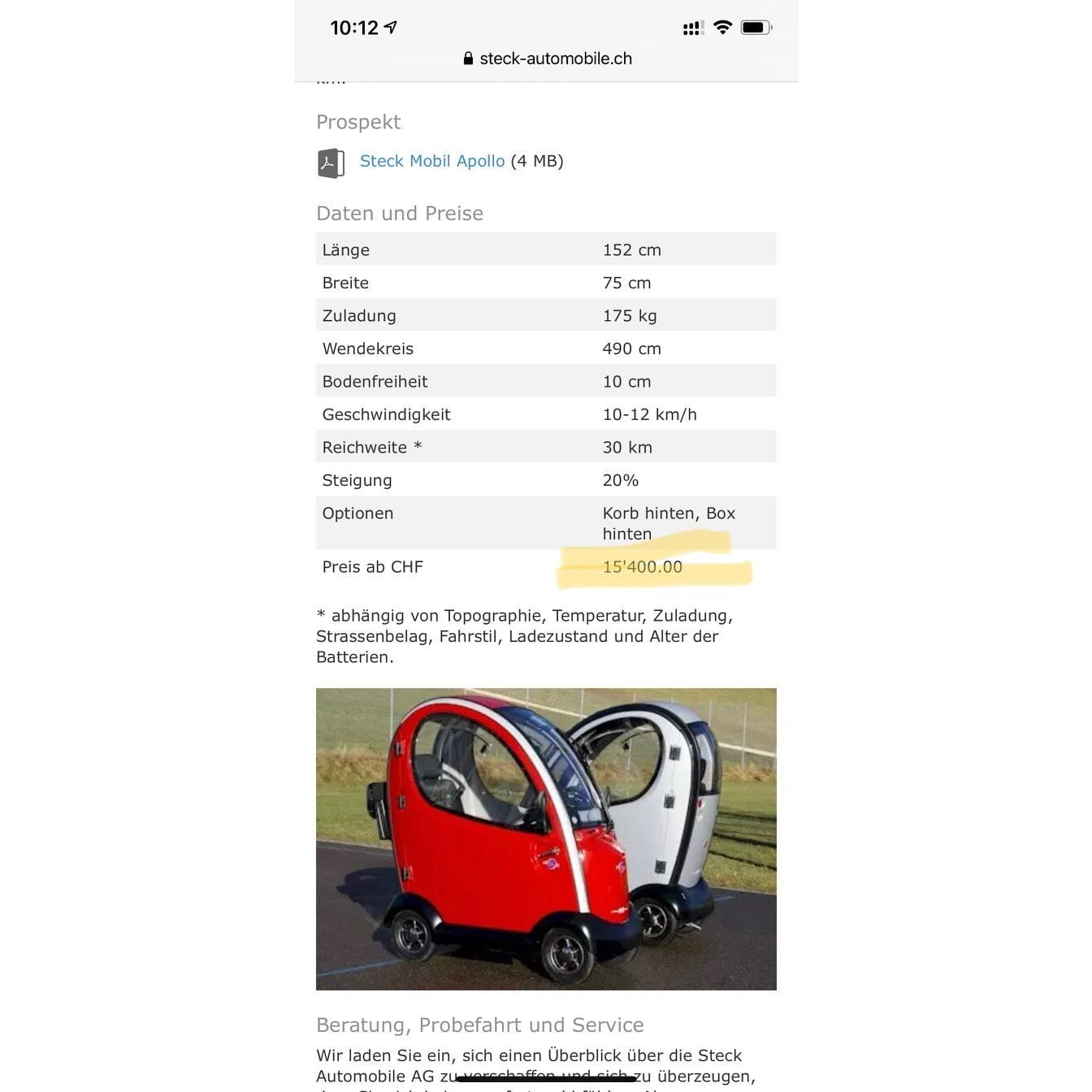 Senioren Elektromobil ShopRaider GC10 statt 15000.- jetzt nur 2500.-