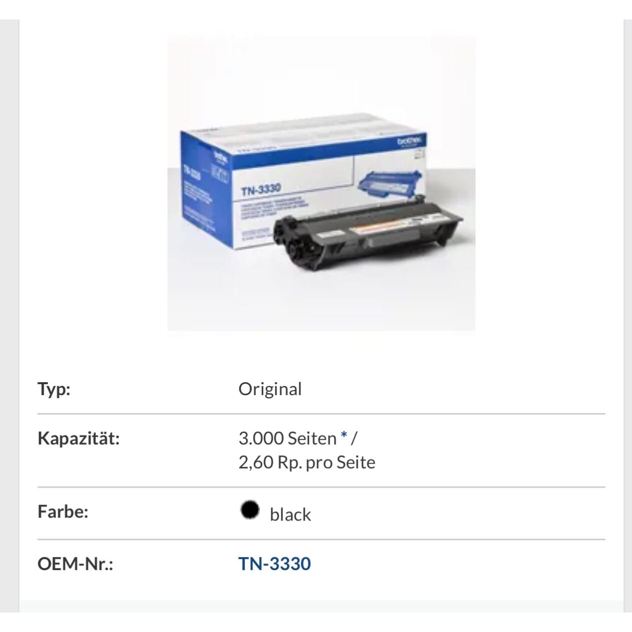 neuer Original Brother TN3330 Toner schwarz