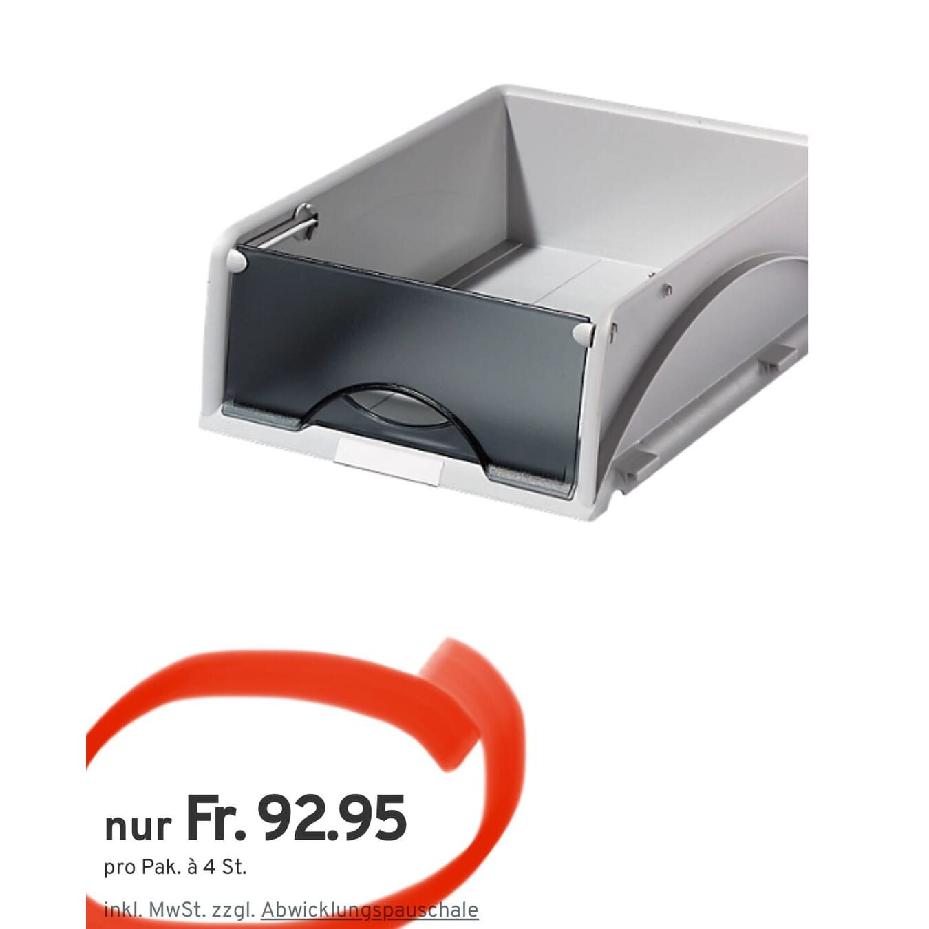 4Stk. LEITZ Ablagekörbe Sorty, DIN A4/C4, grau