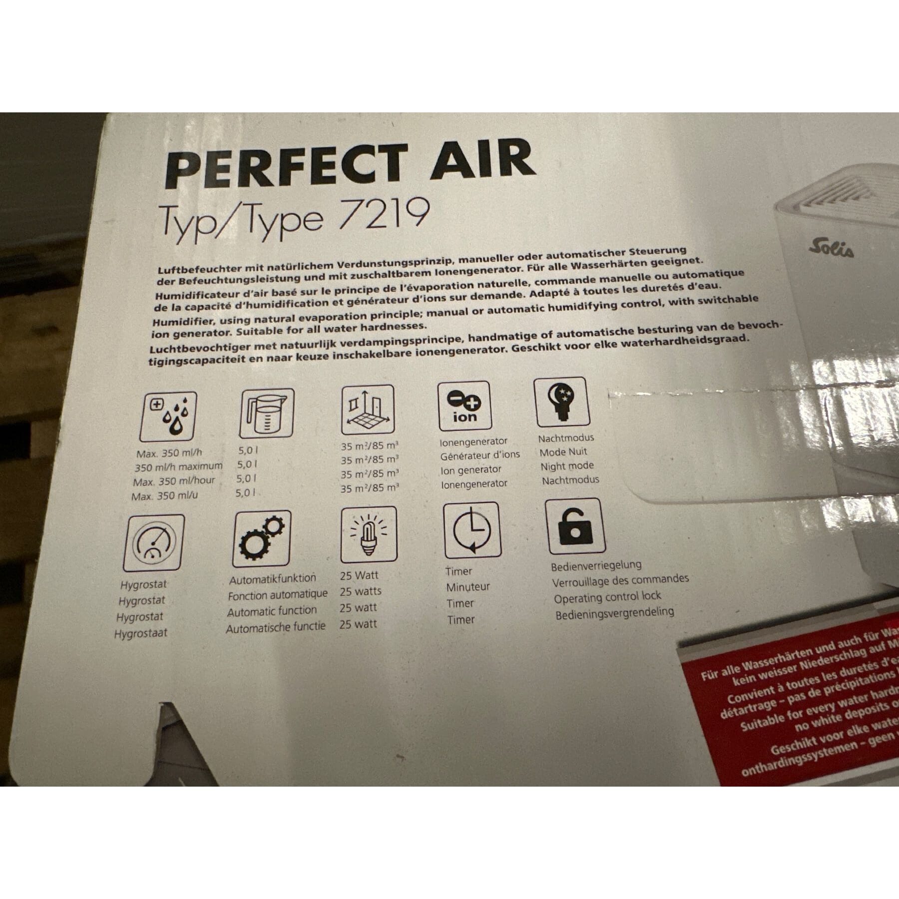 neuer Solis Luftbefeuchter Perfect Air Typ 7219