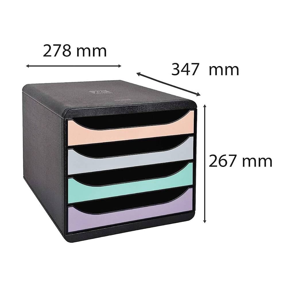 EXACOMPTA Schubladenbox BIG-BOX Aquarel, 4 Schübe, farbig