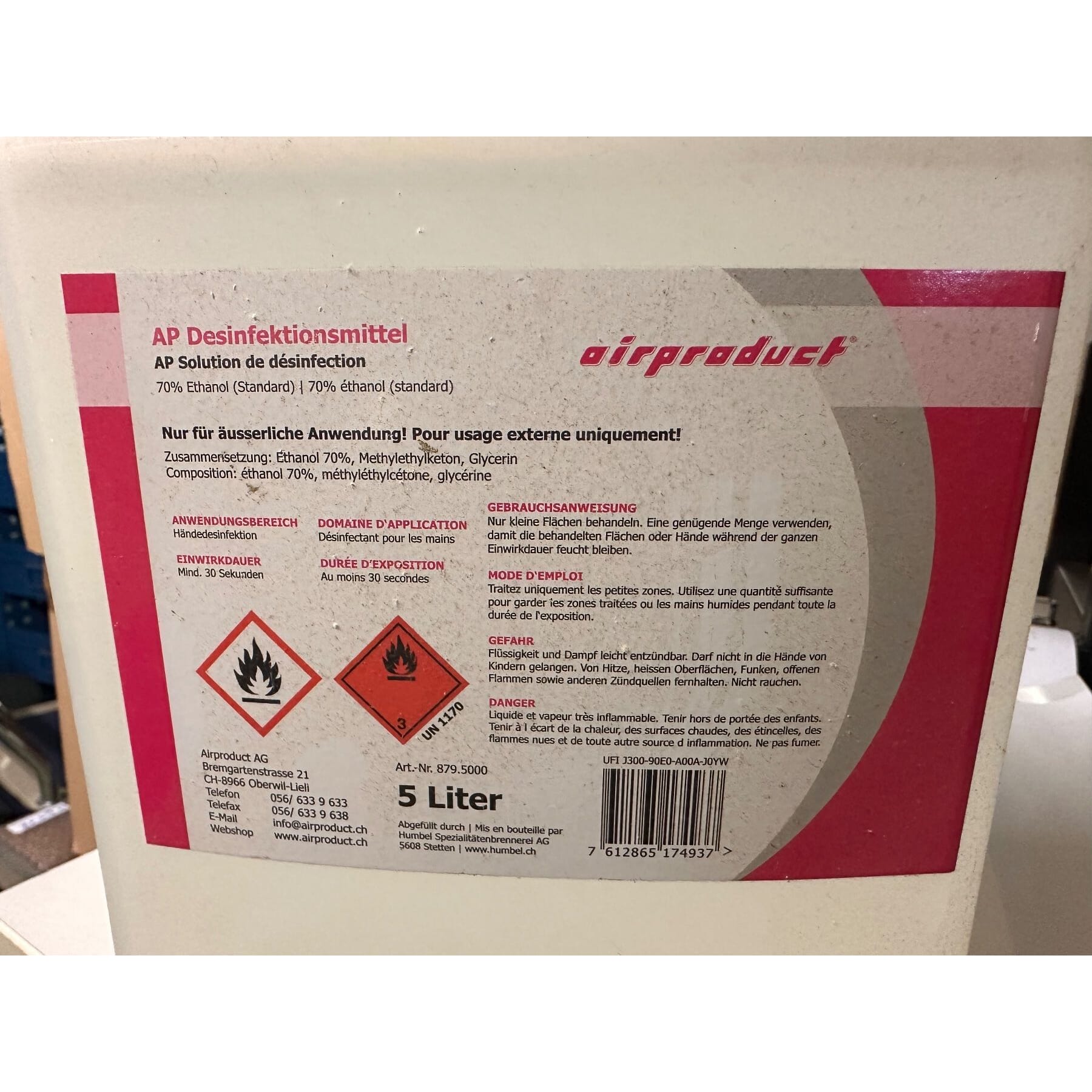 Desinfektionsmittel 5L Kanister Airproduct 70%