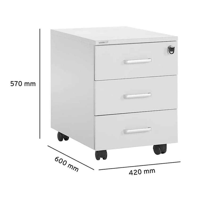 neuer Rollcontainer, 3 Schübe, B420xT600xH570 mm, lichtgrau