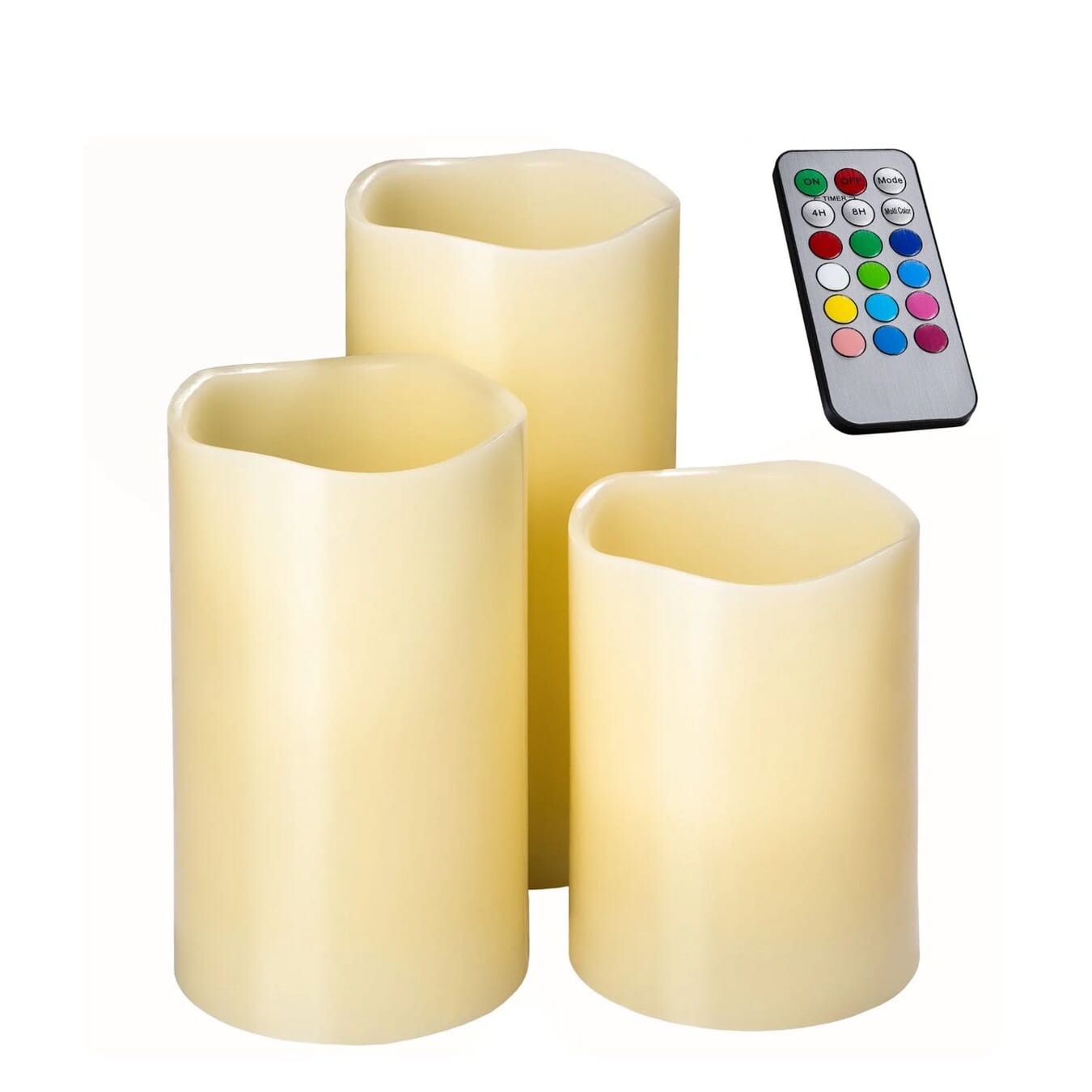 Set aus 3 LED-Kerzen Echtwachskerzen in abgestufter Höhe