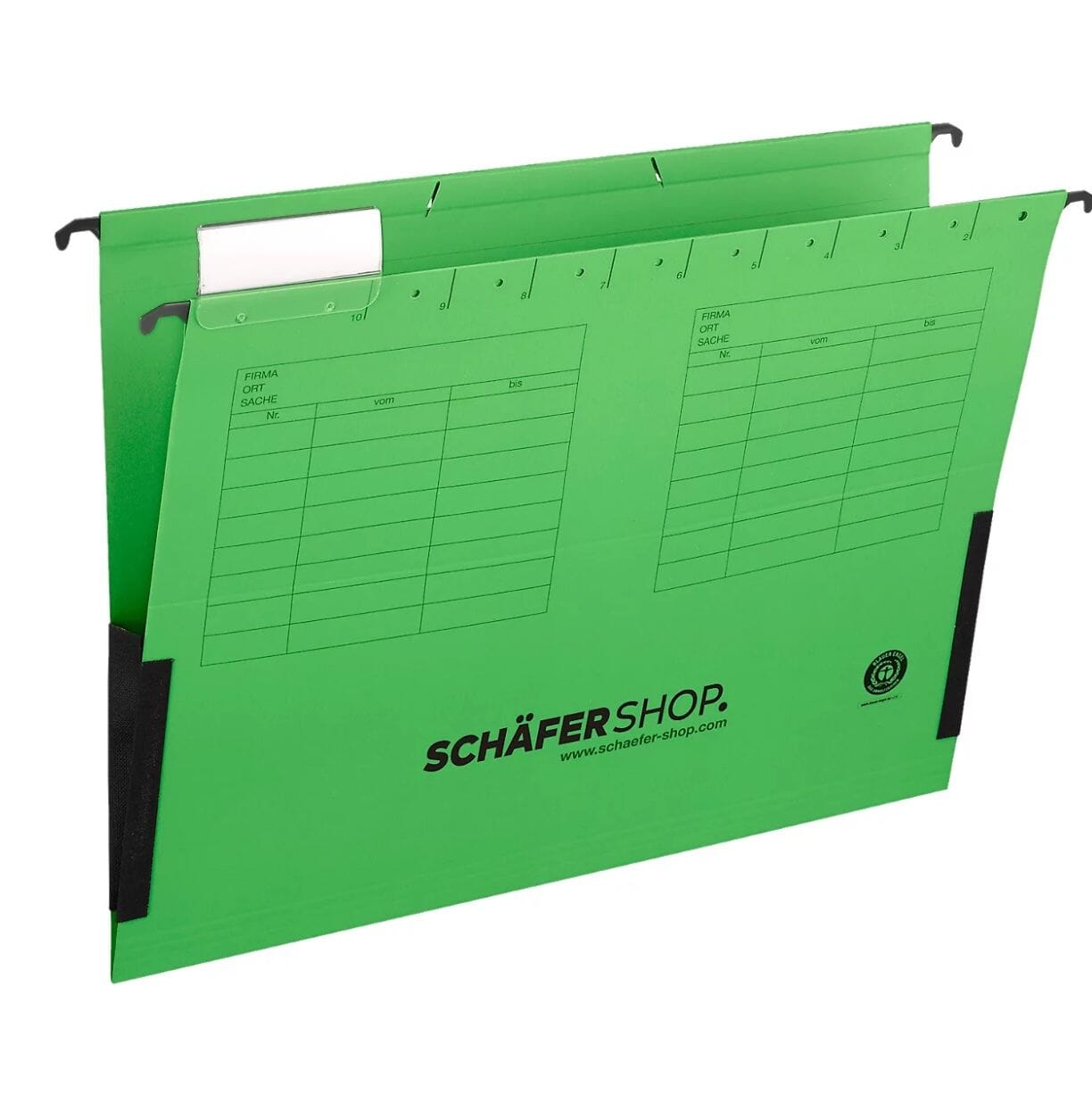 Review 25 neue Hängeregister, A4, seitliche Leinenfrösche, grün