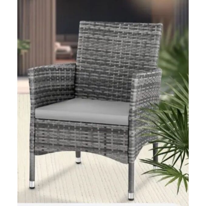 neuer Rattanstuhl grau/hellgrau inkl Sitzkissen