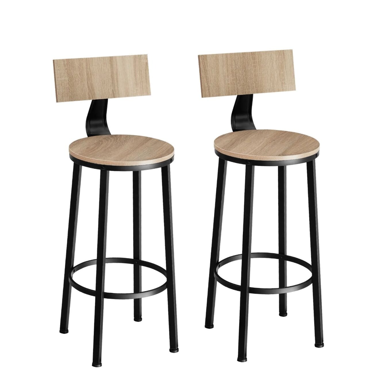 neue 2er Set Barhocker Poole Industrial Holz hell, Eiche