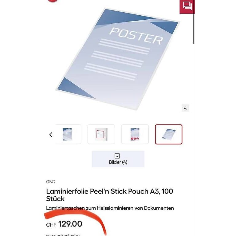 100 Stk. neue Laminierfolie Peel'n Stick Pouch A3,