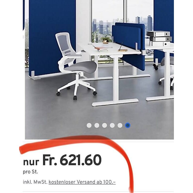 neue Akustiktrennwand 30mm stark, B 1600 x H 600 mm